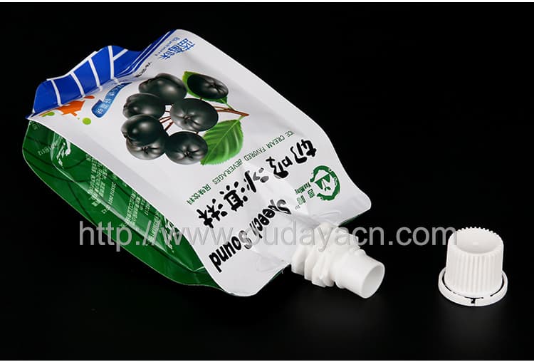 PE material plastic beverage pouch for spout cap with tube